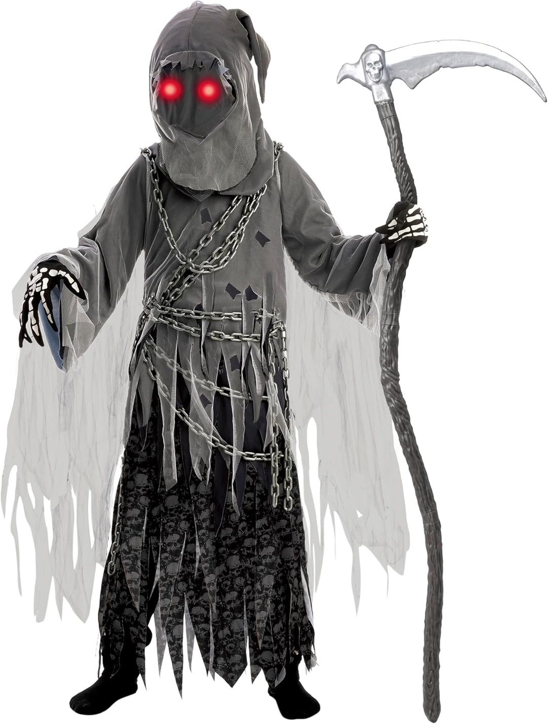 Soul Taker Kind Sensenmann Kostüm mit leuchtenden Augen für Halloween Trick-or-Treating, Large (10 -