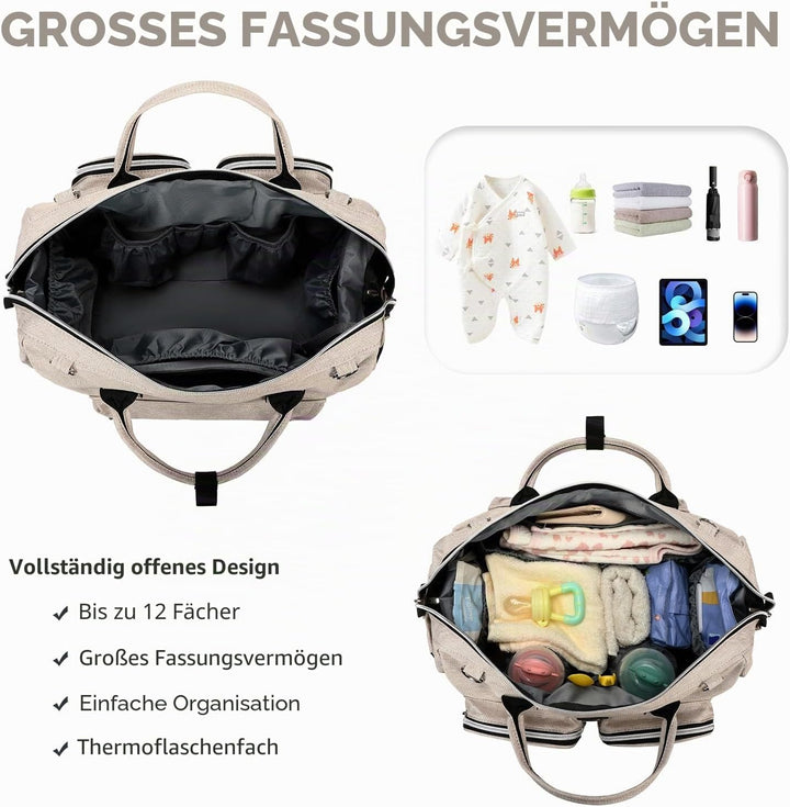 Pomelo Best Wickeltasche mit wasserdicher Wickelunterlage und 2 Kinderwagen Haken verstellbare Schul
