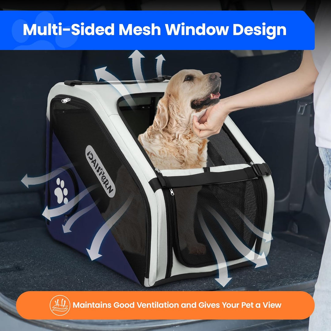 Faltbare Hunde Transportbox für Auto & Reisen, Tragbare Softbox für kleine & mittelgrosse Hunde, 1-M