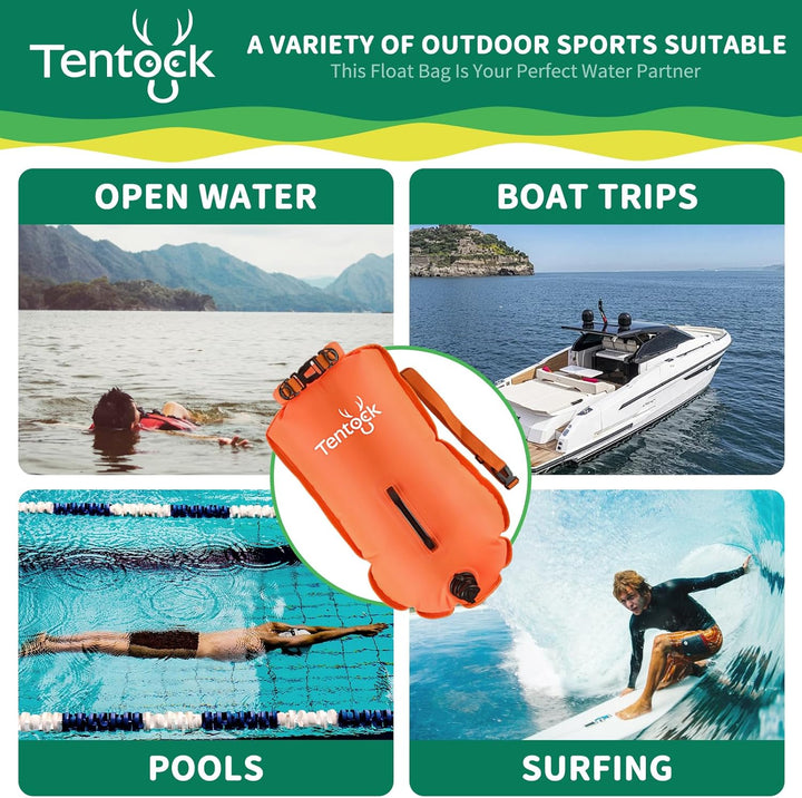 Tentock Schwimmboje 28L Wasserdicht Aufblasbare Trockentasche Schwimmen Sicherheitsschwimmer für Was