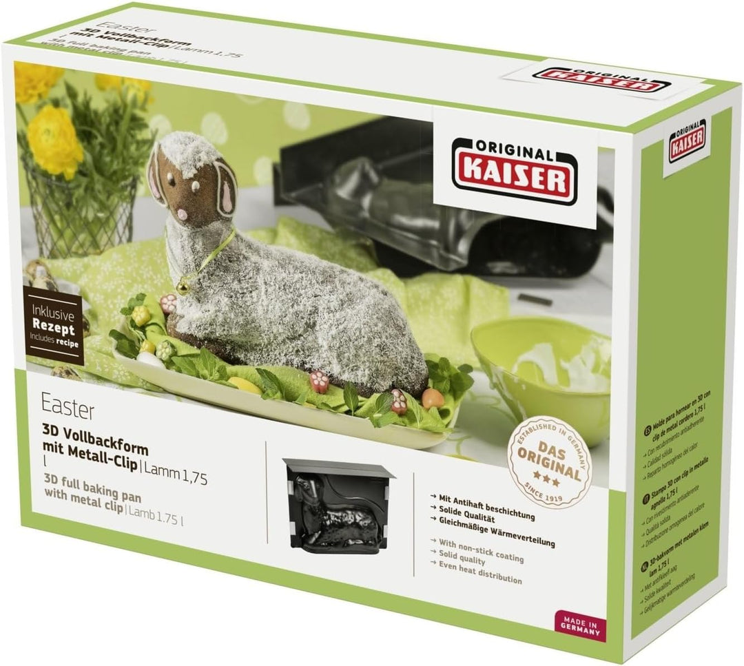 ORIGINAL KAISER - XXL Maxi Lammform für Ostern – 1750 ml Füllvolumen – 3D Kuchenform mit Antihaftbes