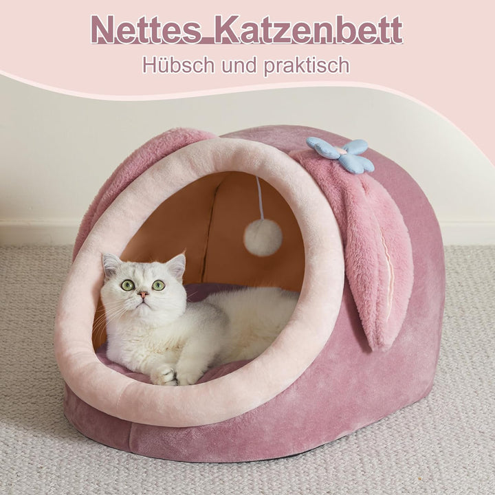 Jiupety Nettes Katzenhöhle, Katzen höhle Katzen bettchen, Katzenbett Flauschig L (45 cm x 43 cm x 37