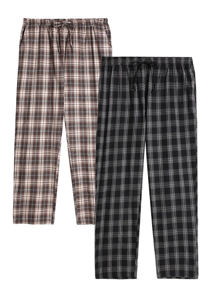 Herren Schlafanzughose Lang Baumwolle Karierte Pyjamahose Lounge Hose Pyjamaunterteil Freizeithose m