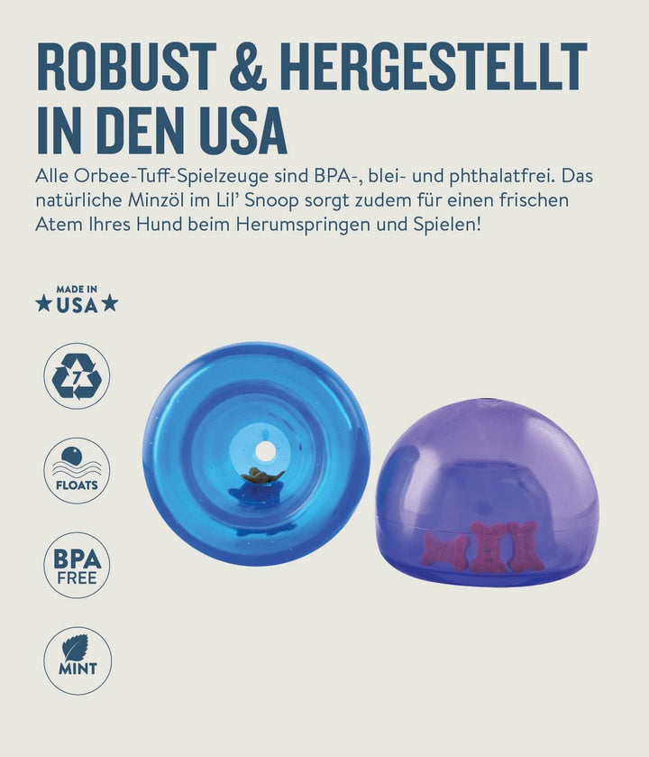 Planet Dog Orbee-Tuff Lil' Snoop - Interaktives Spielzeug für Hunde - Snackball - Lila - Klein