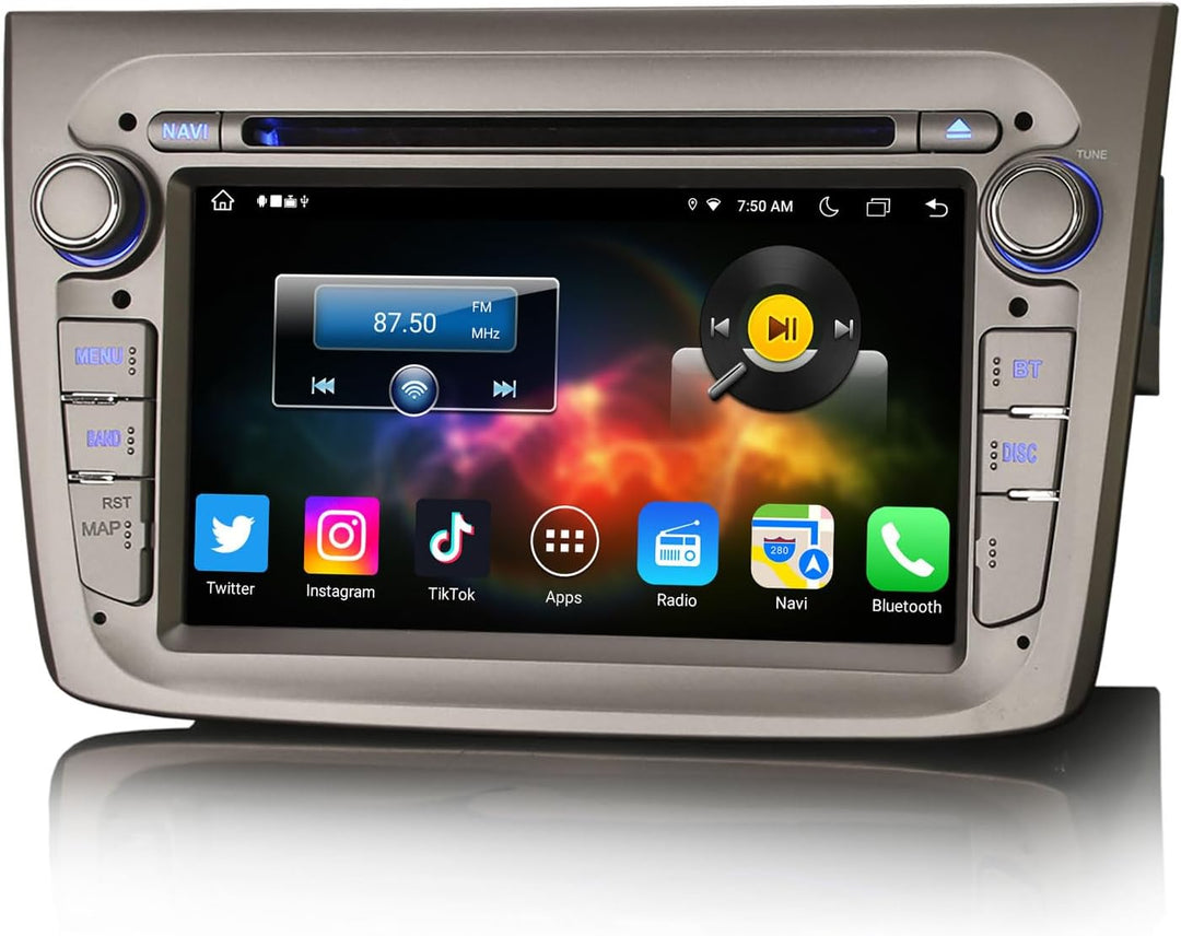 Erisin 7 Zoll 8-Kern 4GB RAM 64GB ROM Android 12 Autoradio mit GPS Navi für Alfa Romeo Mito Unterstü