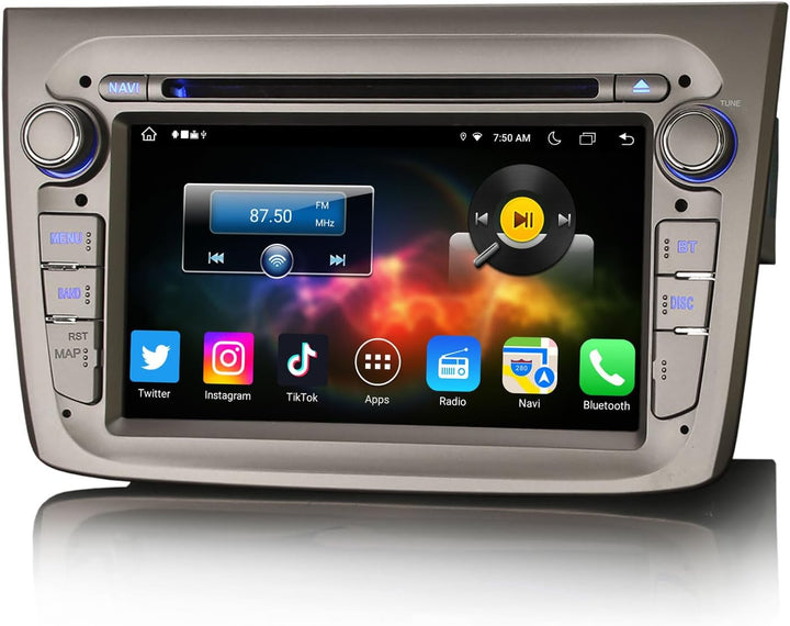 Erisin 8-Kern 4GB+64GB 7 Zoll Autoradio Android 14 GPS Navigation Für Alfa Romeo Mito Unterstützt Bl