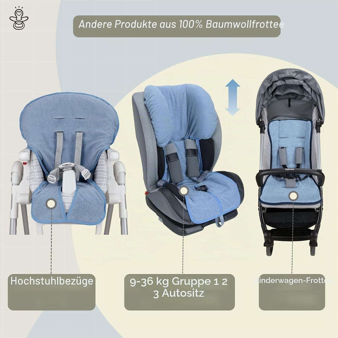 Babysanity® Weicher Universaler Autositzbezug 0/18 Aus Doppelter 100% Baumwollfrottee – Waschbarer S
