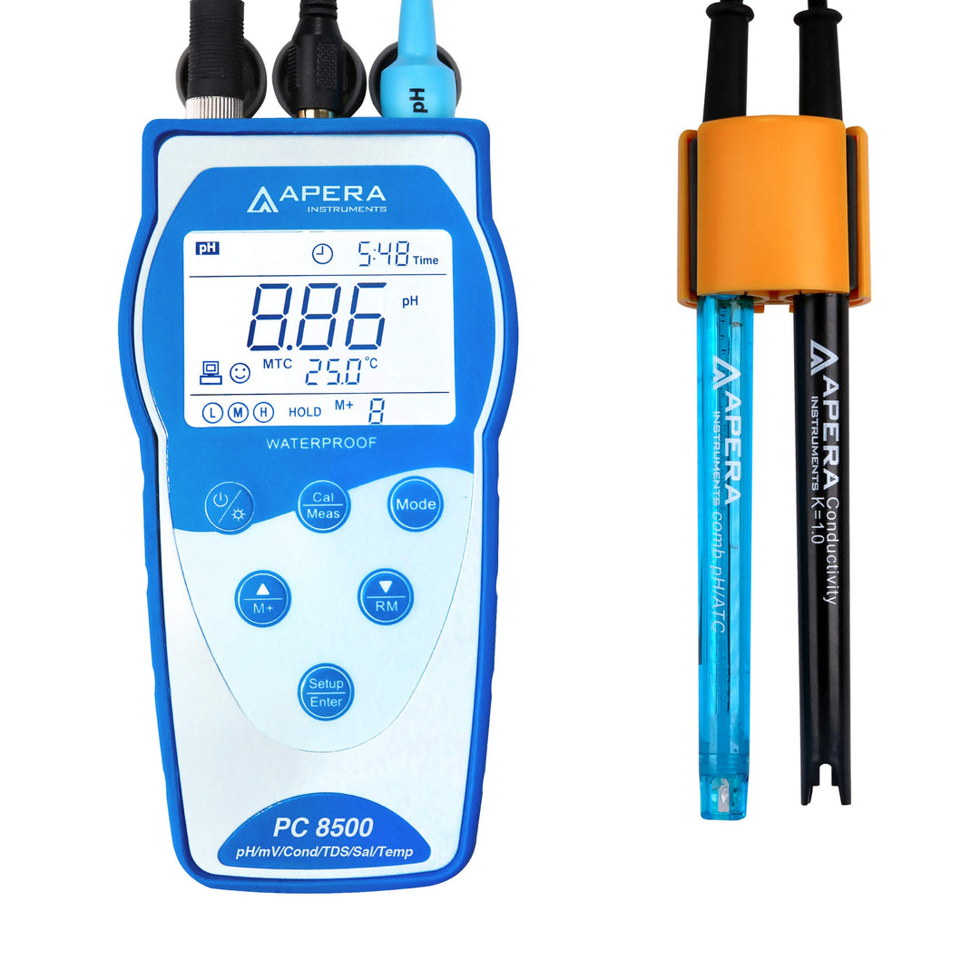 Apera Instruments PC8500 tragbares Multiparameter-Messgerät (Messbereich pH: -2,00 bis 16,00; Leitfä