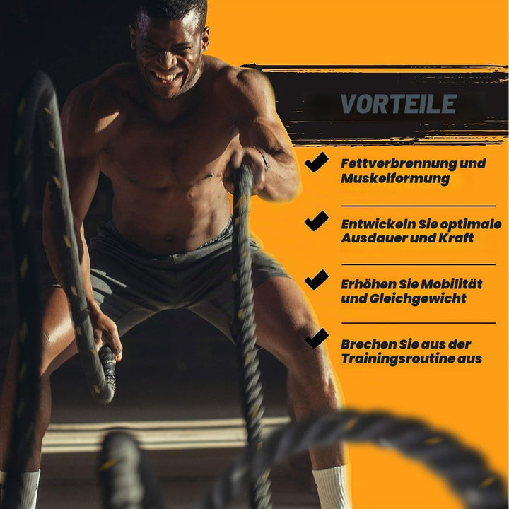Yes4All Battle Rope 9m/12m/15m Länge - 38mm/50mm Durchmesser, Trainingsseil, Übungsseil mit Schutzhü