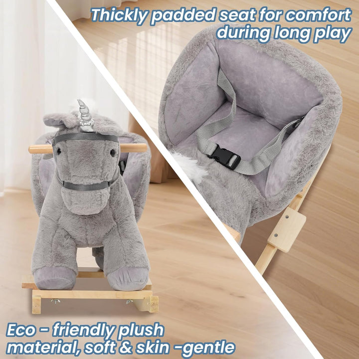 Schaukelpferd ab 6 Monate Schaukeltier Schaukel das Pferd Baby mit Sicherheitsgurte Rocking Horse Ge