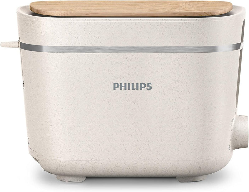 Philips Toaster Eco Conscious Edition - 2 Toastschlitze, 8 Stufen, Brötchenaufsatz, seidenweiss-matt