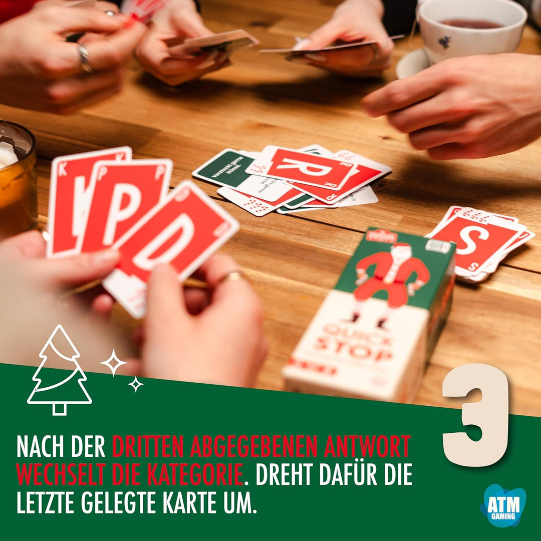 ATM Gaming Quickstop - Weihnachtsedition - Das Buchstaben-Duell - Kartenspiel für Jugendliche und Er