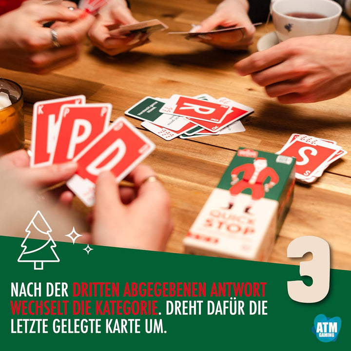 ATM Gaming Quickstop - Weihnachtsedition - Das Buchstaben-Duell - Kartenspiel für Jugendliche und Er
