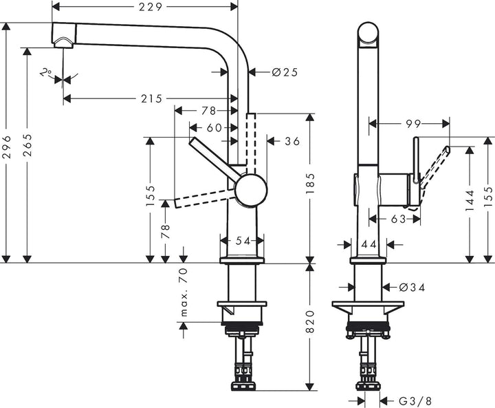 hansgrohe Talis M54 - Küchenarmatur, 1 Stahlart, Wasserhahn Küche mit Auslaufhöhe 270 mm, Mischbatte
