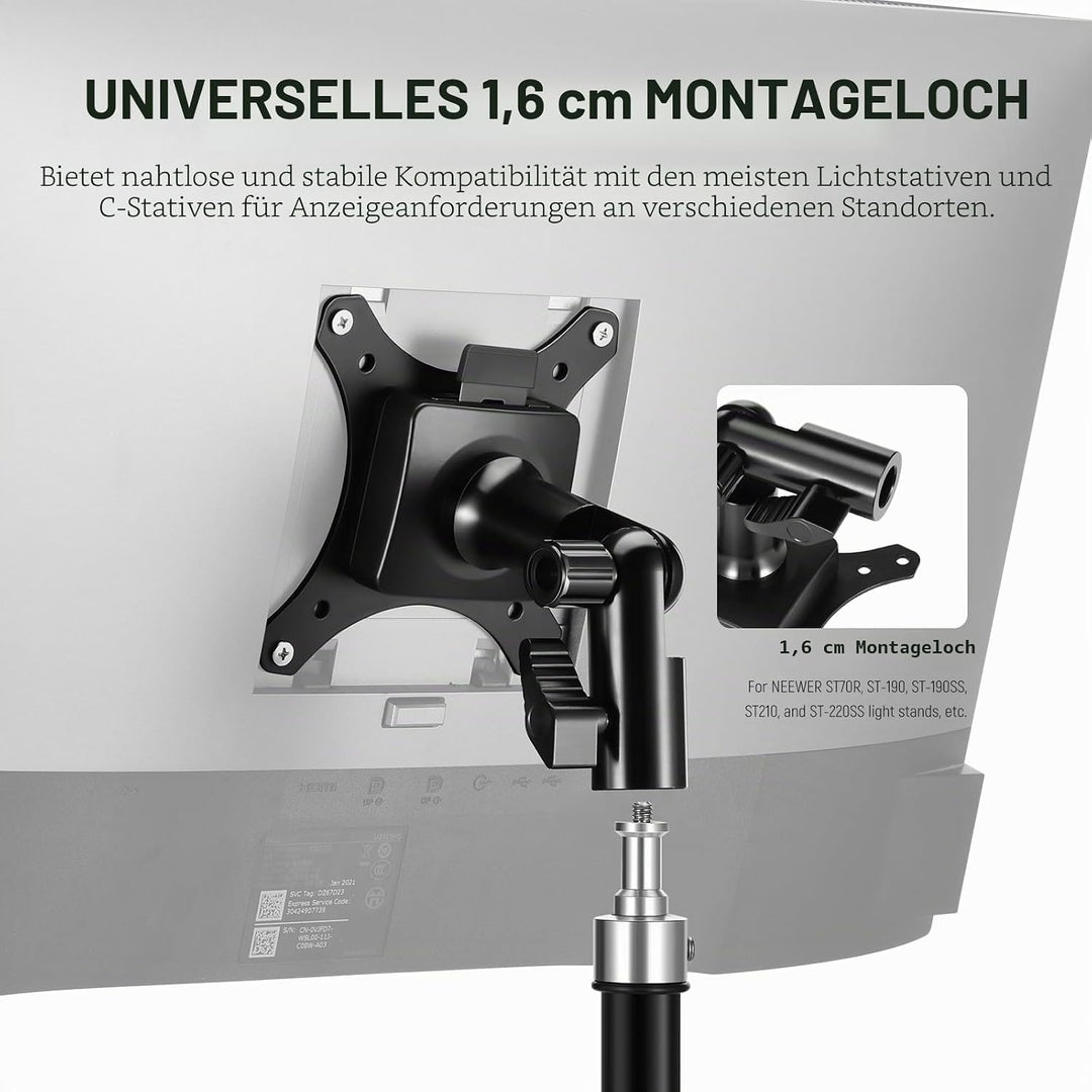 NEEWER Monitor Mount Adapter Halterung mit Schnellverschluss VESA Halterung, 270° verstellbarer Meta