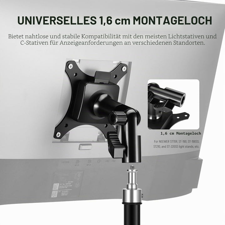 NEEWER Monitor Mount Adapter Halterung mit Schnellverschluss VESA Halterung, 270° verstellbarer Meta