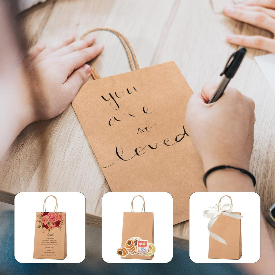 Switory 100 Stück Papiertüten Geschenktüten Braun Kraftpapiertüte mit Henkel zum Geschenke, Party, G