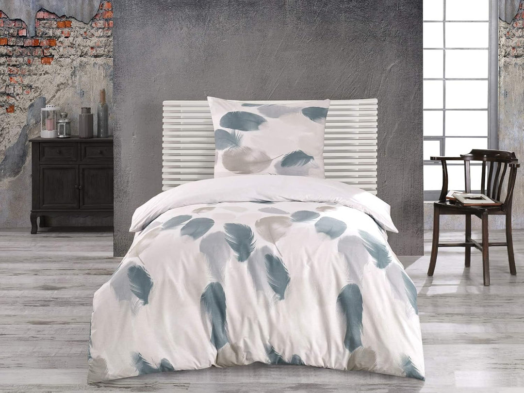 Class Home Collection Bettwäsche 135x200 Baumwolle Renforce 2 teilig Bettwäsche-Set mit Reissverschl