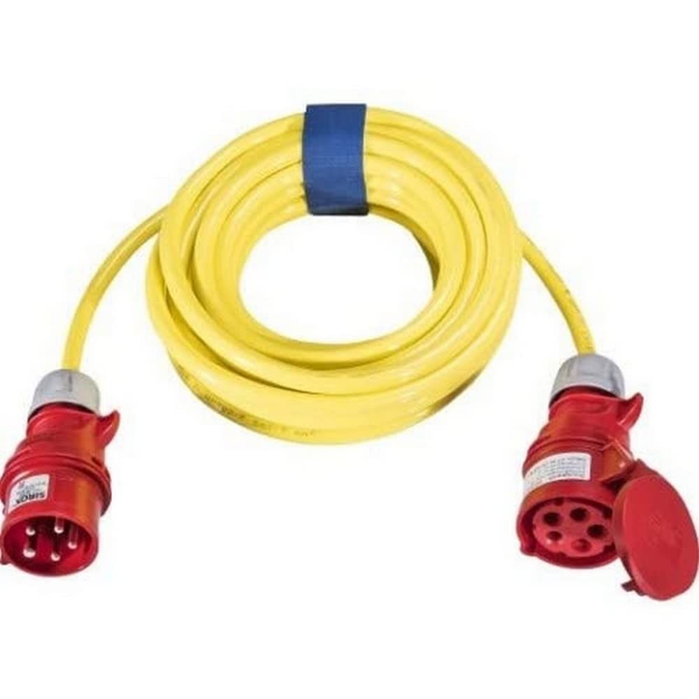 SIROX® CEE-Verlängerung, 16 A, H07BQ-F Leitungsfarbe gelb, Länge 25 m, Phasenwender ja