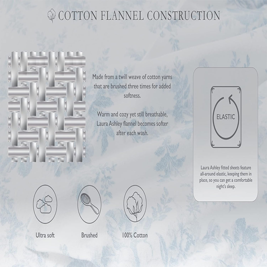Laura Ashley Home - King-Size-Bettlaken, Baumwoll-Flanell-Bettwäsche-Set, gebürstet für zusätzliche