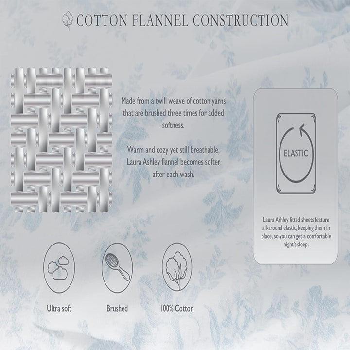 Laura Ashley Home - King-Size-Bettlaken, Baumwoll-Flanell-Bettwäsche-Set, gebürstet für zusätzliche