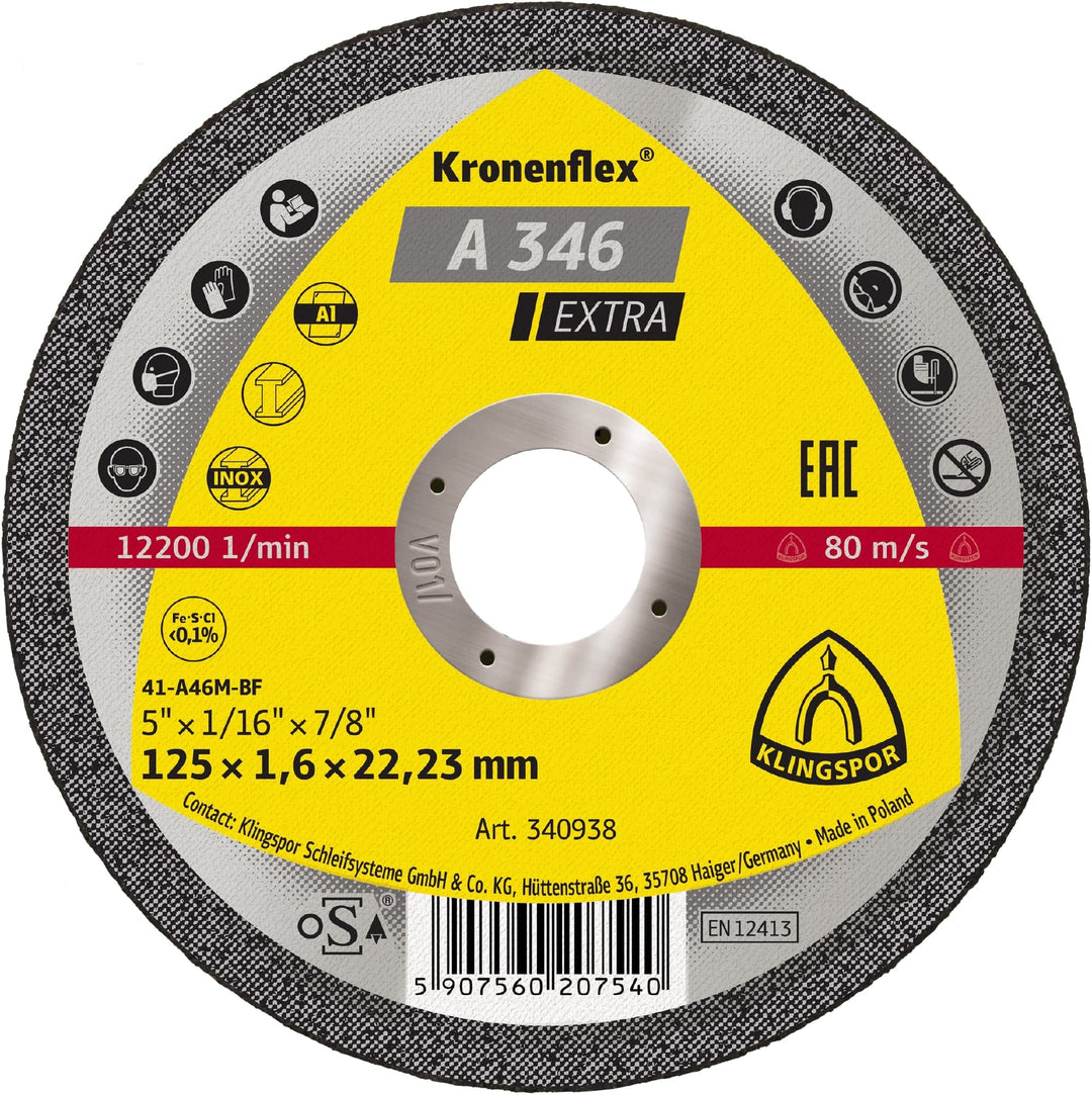 A 346 EX Trennscheiben 125 x 1,6 x 22,23 mm gerade, 25 Stück