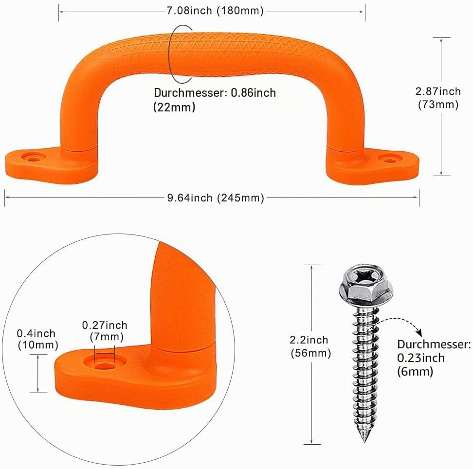 Dolibest Sicherheitsgriffe, 18cm rutschfeste Solide Handgriffe Klettergeräte Greifer Griffe für Spie