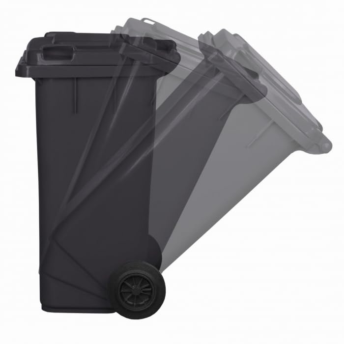 gardivo Mülltonne 120 Liter Abfalltonne Reststofftonne Mülleimer mit 2 geräuschlosen Rädern, Klappde