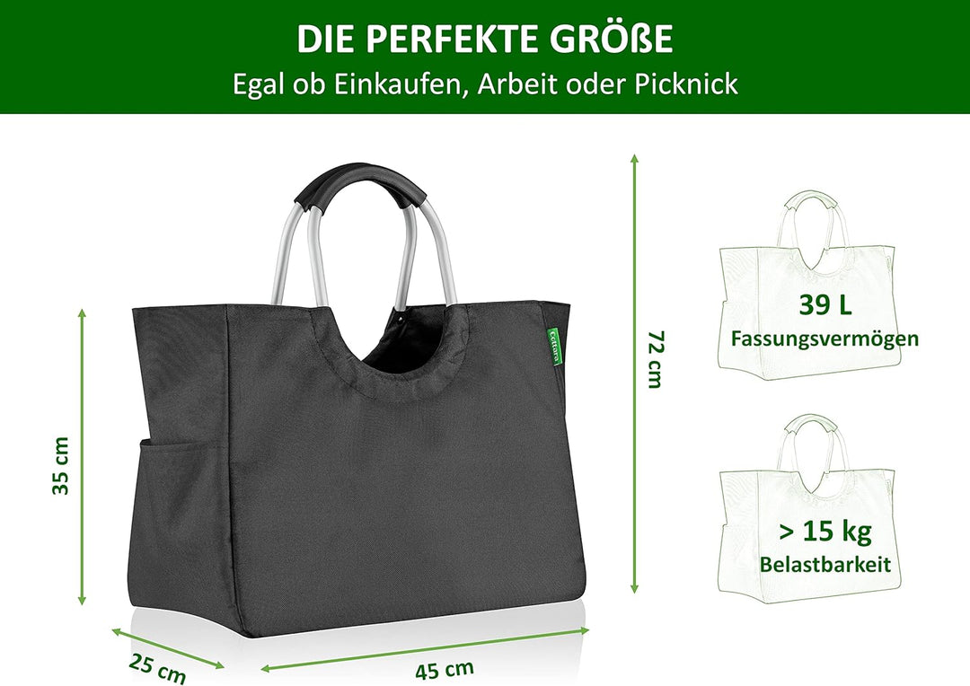 Cottara premium Einkaufstasche gross aus recycelten PET-Flaschen | nachhaltiger Einkaufskorb mit ver