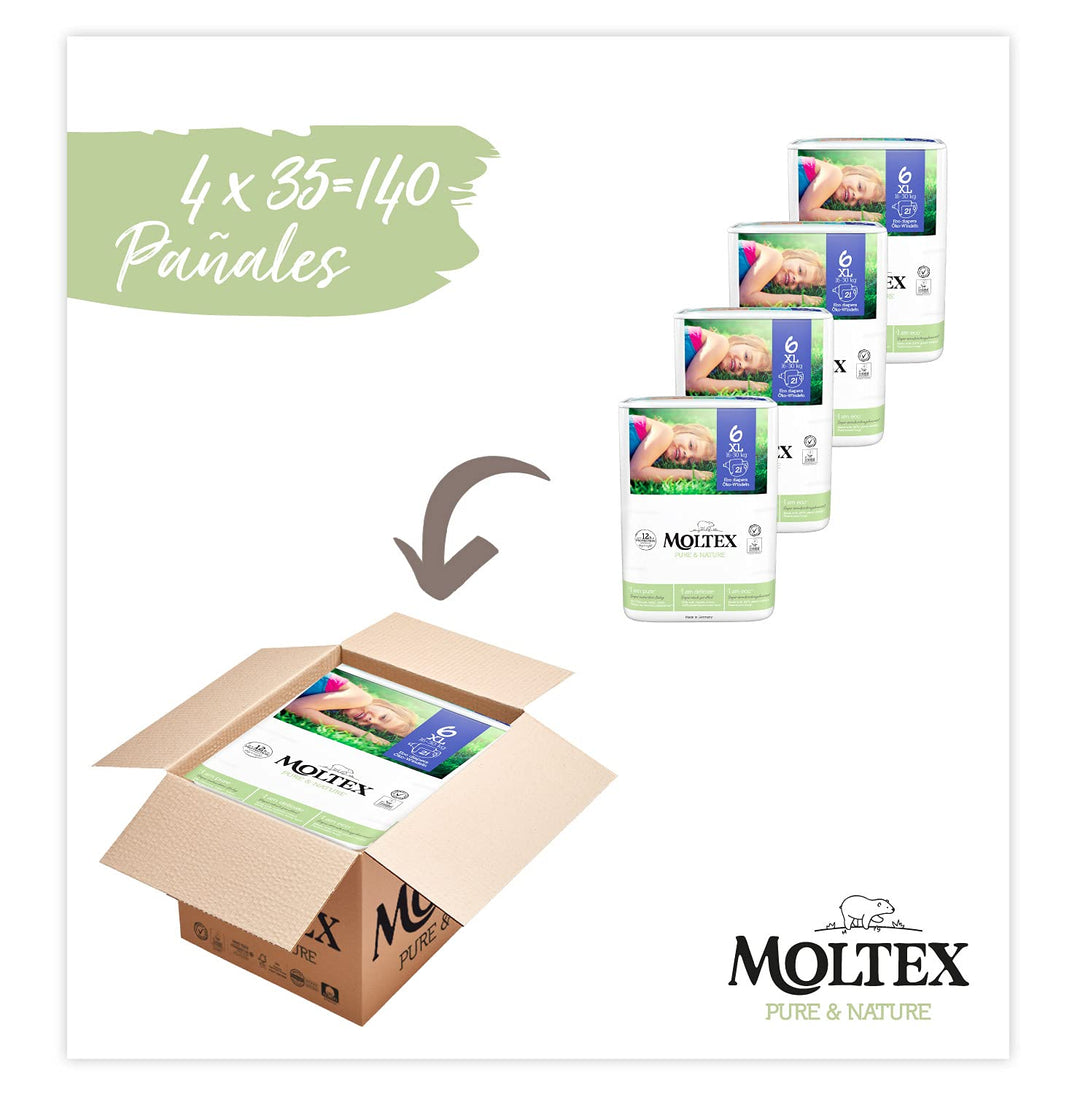 Moltex Pure & Nature Öko-Windeln Grösse 6 (17-28 kg) - 140 Windeln Grösse 6 (140 Stück), Grösse 6 (1