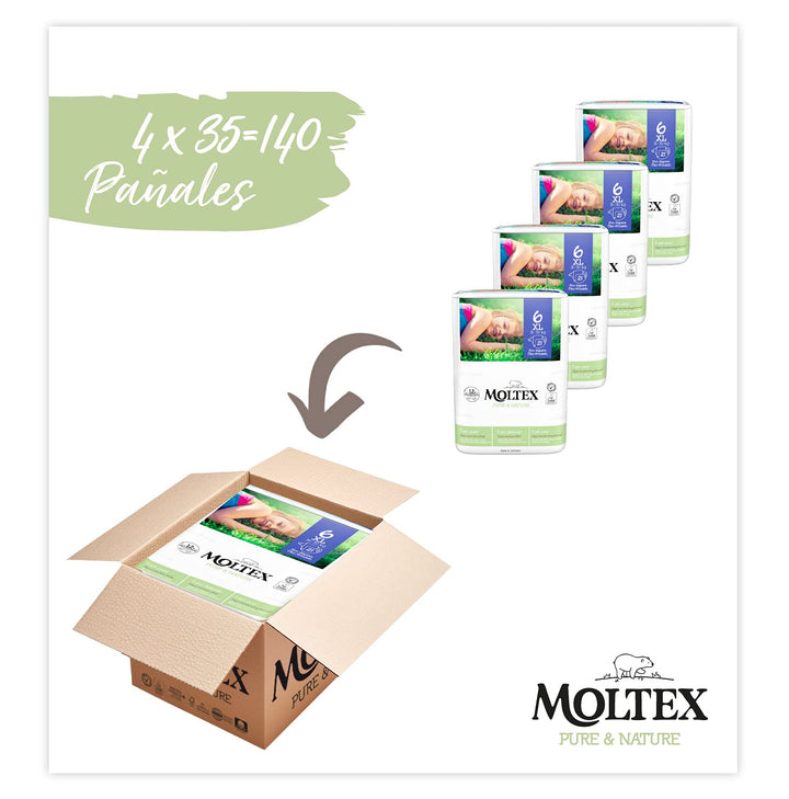 Moltex Pure & Nature Öko-Windeln Grösse 6 (17-28 kg) - 140 Windeln Grösse 6 (140 Stück), Grösse 6 (1