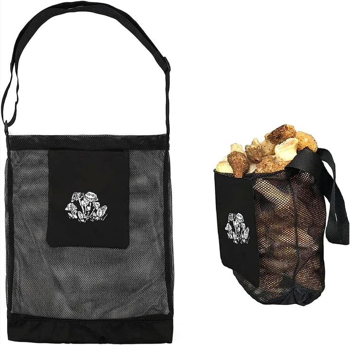 Pilz- und Fruchtsammeltasche mit Messer – Tasche mit Sporenfreisetzendem Netz, Grösse 42 x 36 cm, Fa