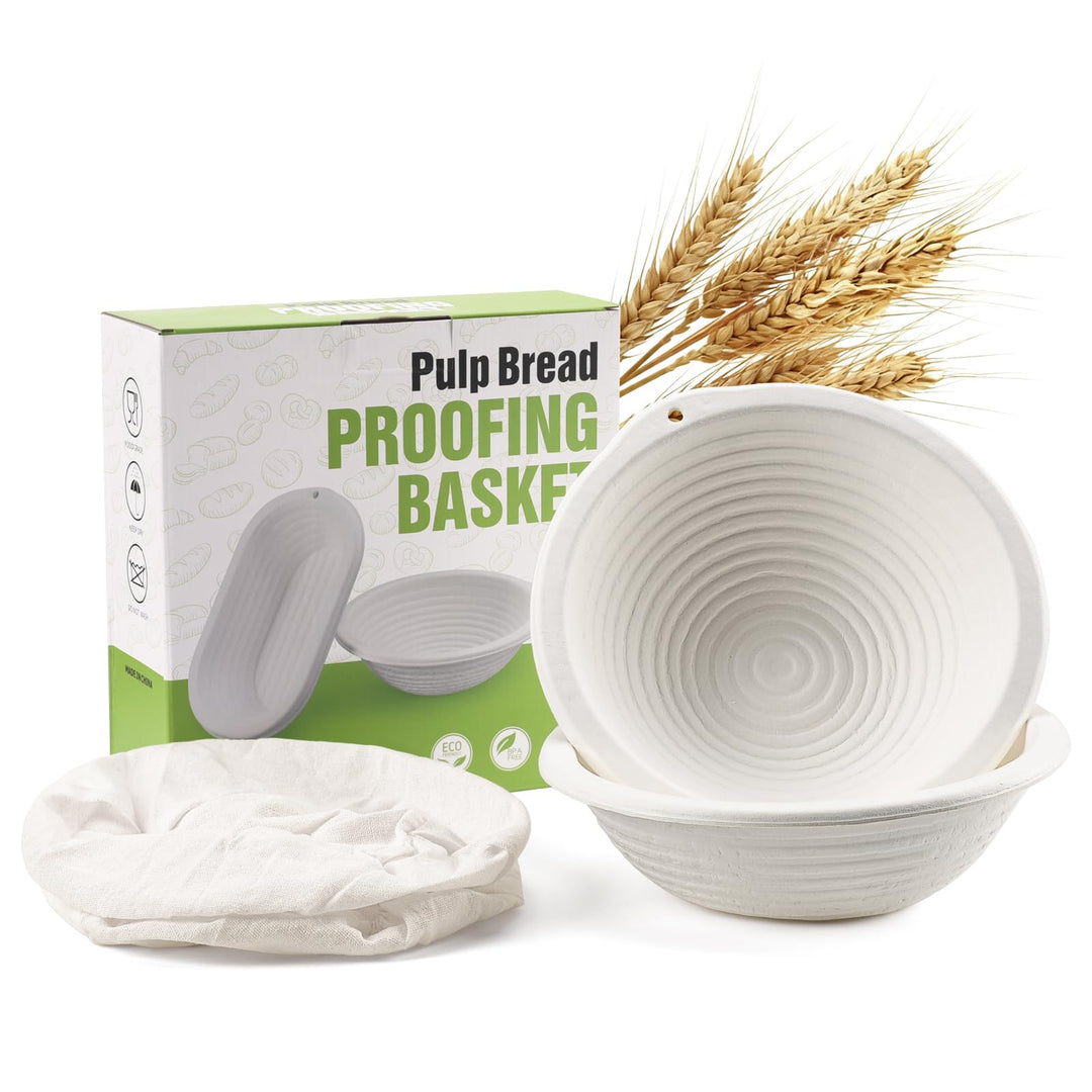 2er Set runde Banneton-Gärkörbe aus Zellstoff für Sauerteigbrot, Gärkörbe für handwerklich hergestel