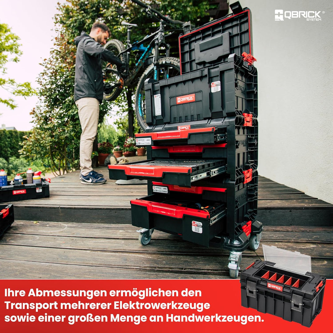 Qbrick System Werkzeugkoffer Werkzeugkasten Leer Werkzeugkiste PRO 500 Expert Schwarz Rot 450 x 260