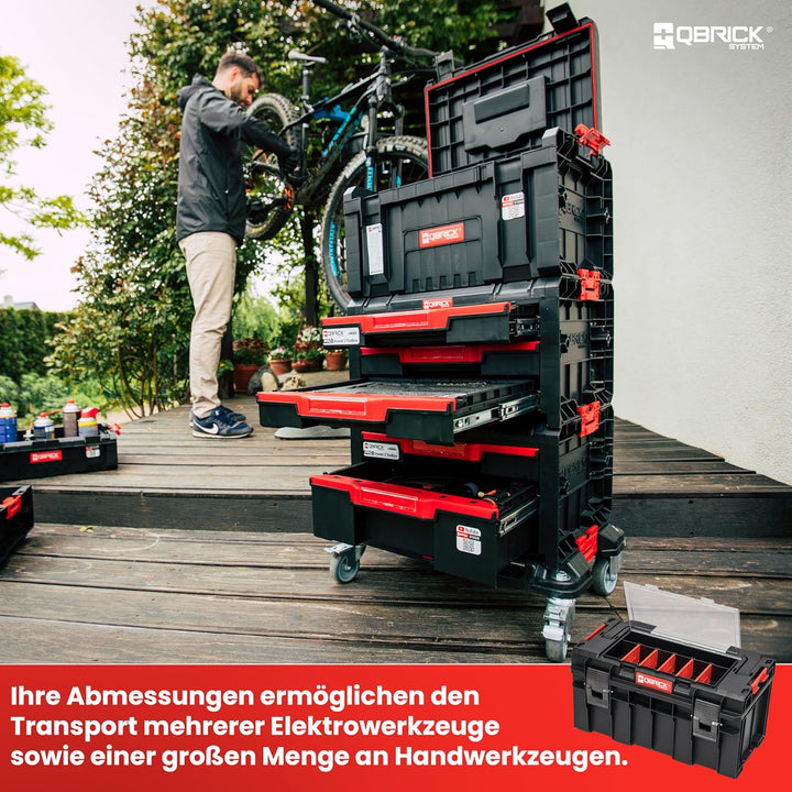 Qbrick System Werkzeugkoffer Werkzeugkasten Leer Werkzeugkiste PRO 500 Expert Schwarz Rot 450 x 260