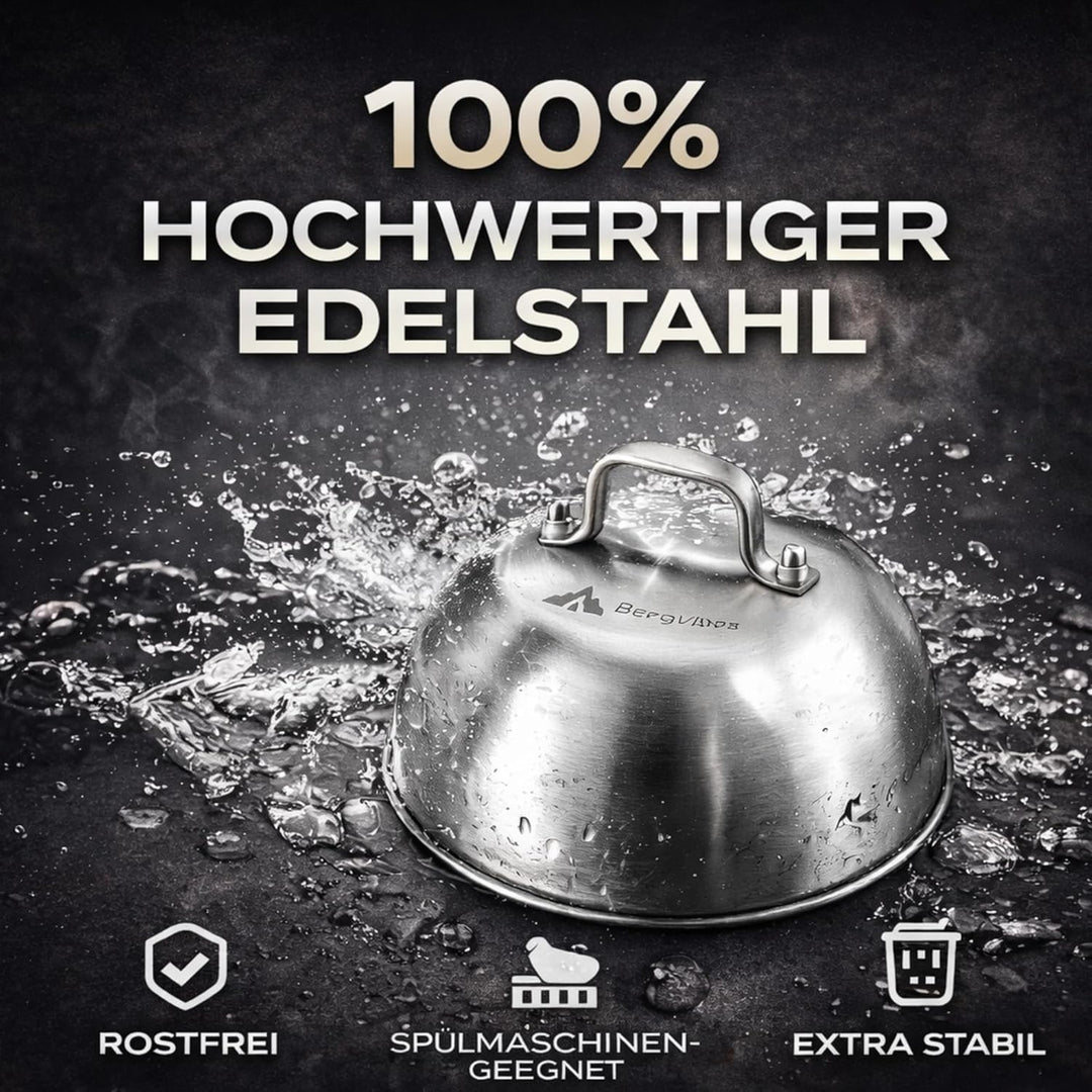 Burger Smasher,Smash Burger Set 5TLG. aus Edelstahl,Smash Burgerpresse, Burgerglocke,Plancha zubehör