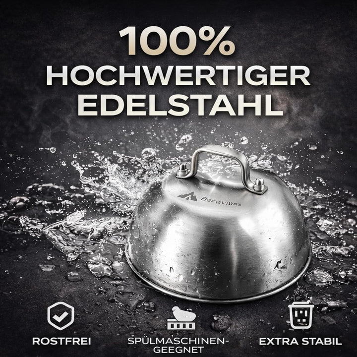 Burger Smasher,Smash Burger Set 5TLG. aus Edelstahl,Smash Burgerpresse, Burgerglocke,Plancha zubehör