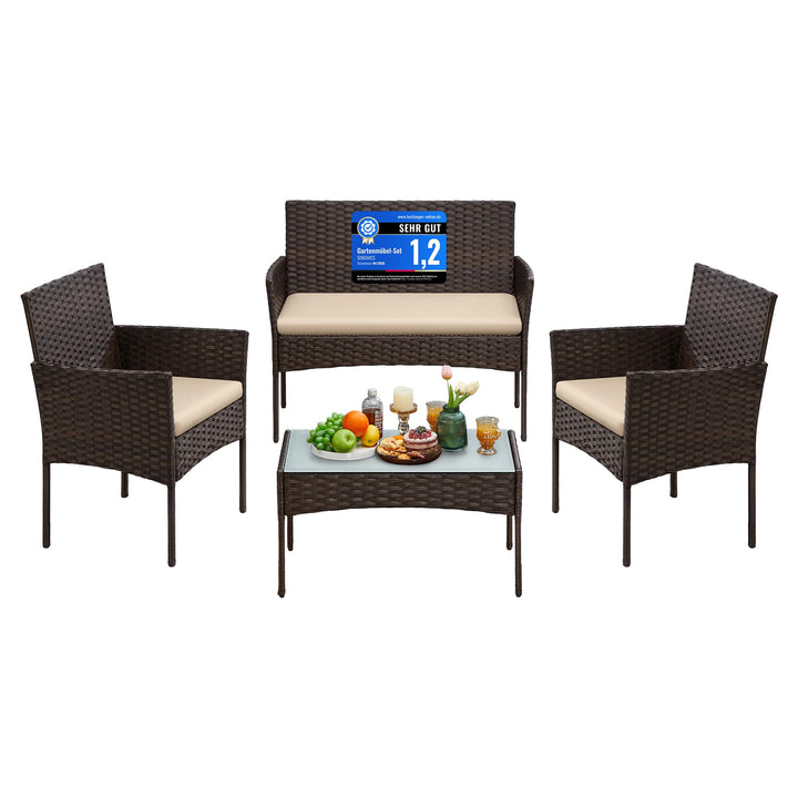SONGMICS Balkonmöbel, Gartenmöbel-Set, aus PE-Polyrattan, Lounge-Set, Terrassenmöbel, Outdoor, für T