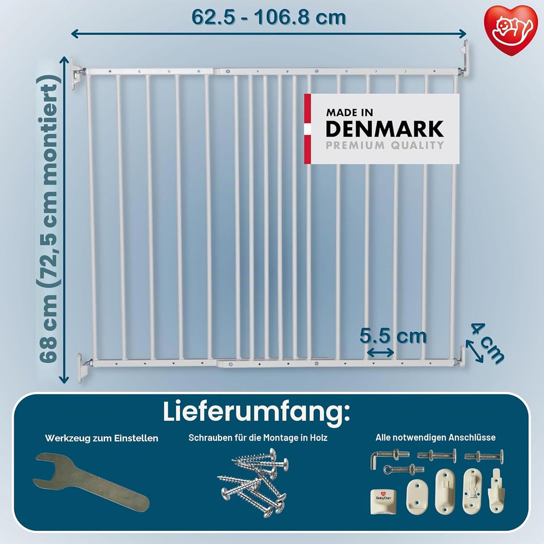 BabyDan Multidan ausziehbar Metall Sicherheit Tor (weiss), Weiss