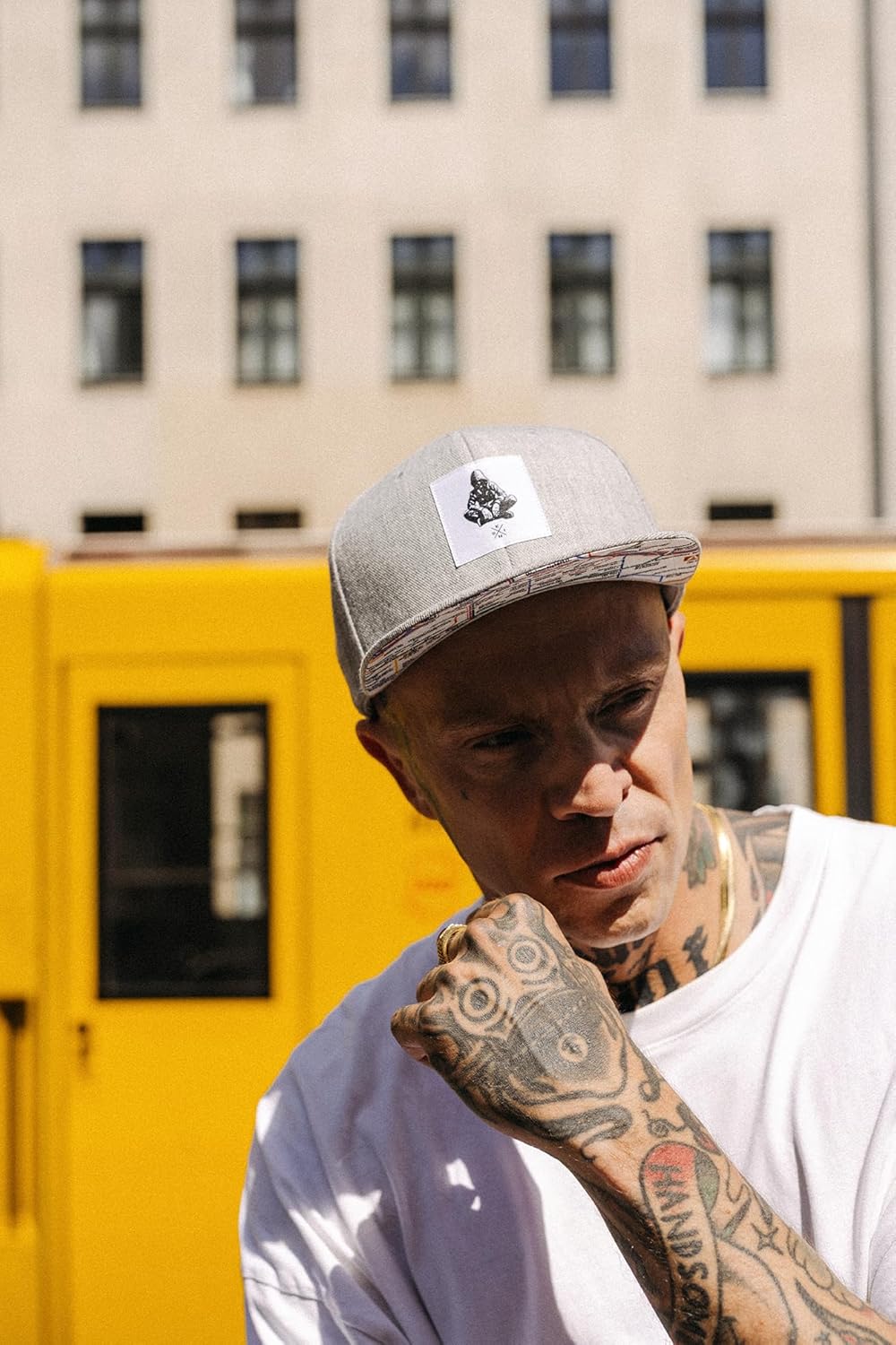 Nebelkind Snapback Cap Berlin Netzplan Patch Kappe Hellgrau Grössenverstellbar Unisex One Size