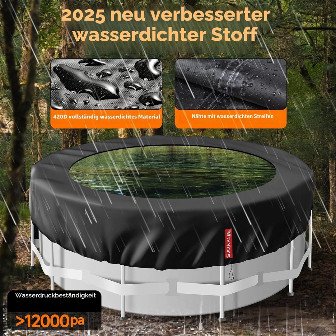 Poolabdeckung Rund 305, Verdicktes 420D Pu Pool Winterabdeckung, UV-Schutz Poolabdeckung Winter mit