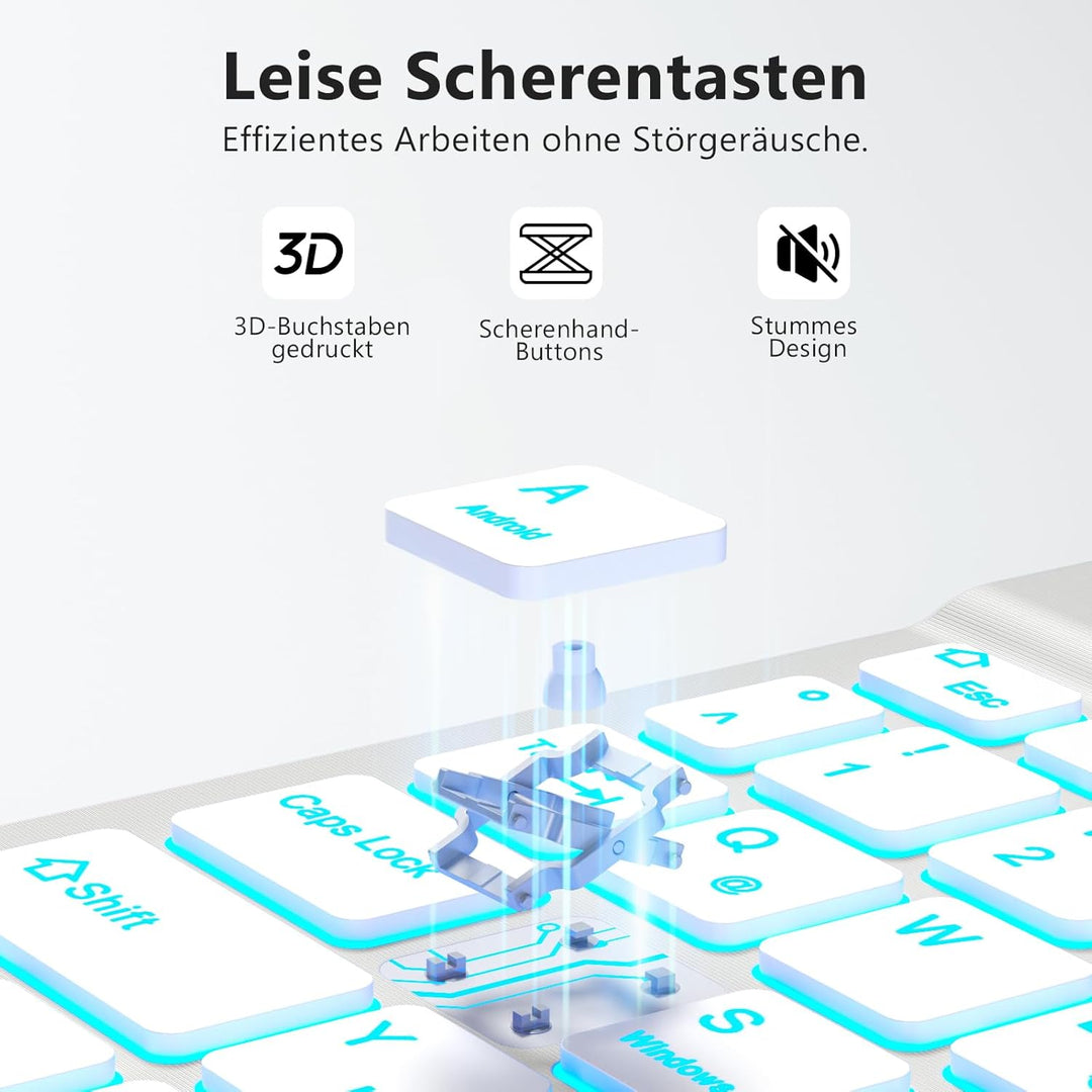 Vobafe Bluetooth Tastatur mit Telefonhalter für iPad Air/Pro/Mini/A16/11/10.9/10.2/iPhone, Kabellose