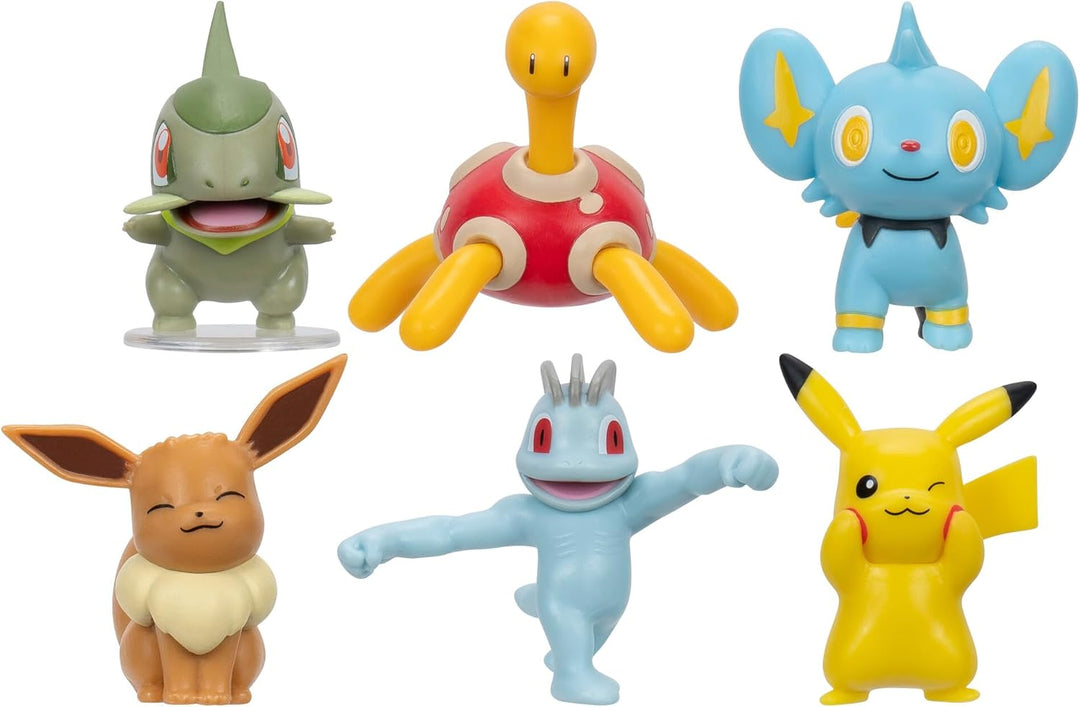 Pokémon PKW3614 - Battle Figure Multipack - 6er Pack mit Pikachu, Pottrott, Milza, Sheinux, Evoli &