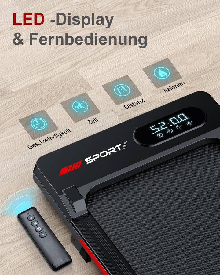 HomeFitnessCode Laufband mit Neigung - Walking Pad Laufpad für Zuhause Klein Mini Walkpad mit Steigu