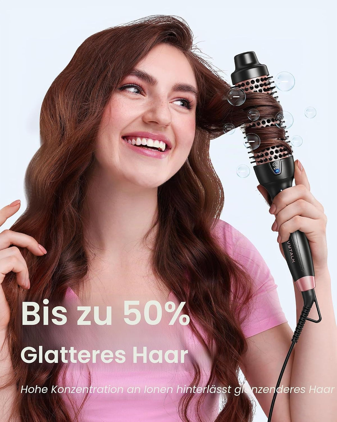 Wavytalk Thermobürste, 38 mm ionische Thermal Brush Lockenbürste mit Heizfunktion, ideal zur schonen