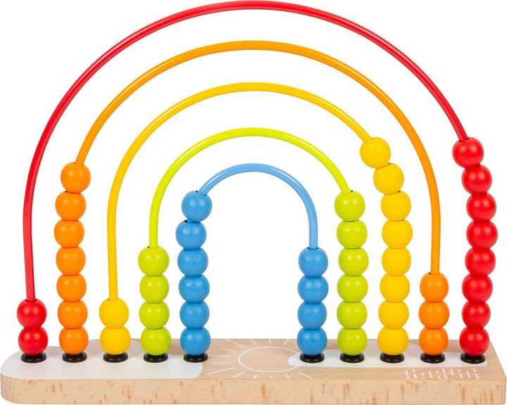 small foot Motorikschleife und Abakus, ab 12 Monaten, in Regenbogenfarben, mit 50 bunten Holzperlen,