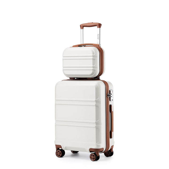 KONO Kofferset ABS Hartschalen Hardcase Trolley TSA-Schloss Reisekoffer Creme Weiss, Creme Weiss