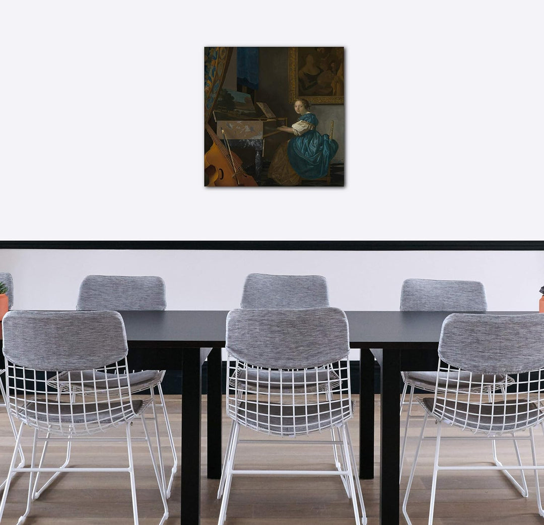 Printed Paintings Leinwand (60x60cm): Jan Vermeer - Sitzende Virginalspielerin (1672) 60x60 cm, 60x6