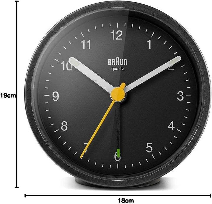Braun Klassischer analoger Wecker mit Schlummerfunktion und Licht, ruhiges Quarzuhrwerk, Crescendo-A