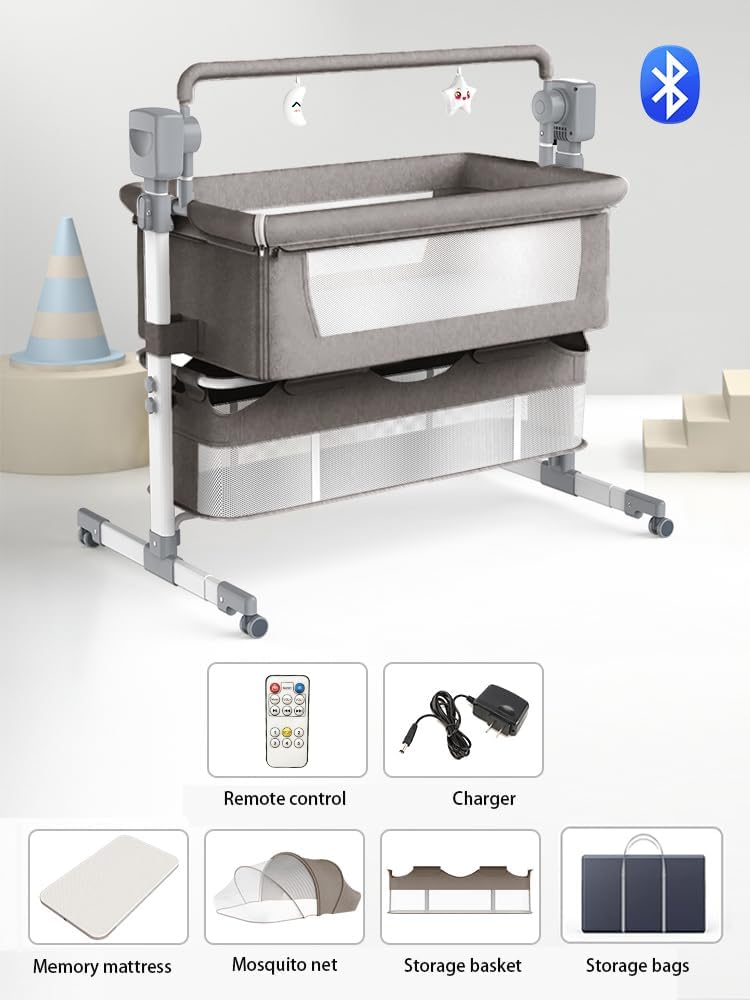 Beistellbett Baby, Convertible Grosser Raum Babybett für Co-Sleeping, Beistellbett Baby Boxspringbet